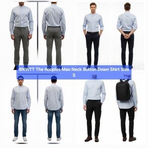 BNWT Men's The Kooples Mao Neck Button-Down Shirt Size S